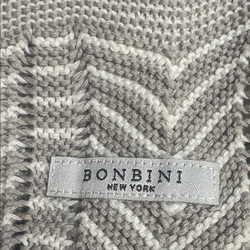 Kids Knit Blanket in Cream & Gray so soft.